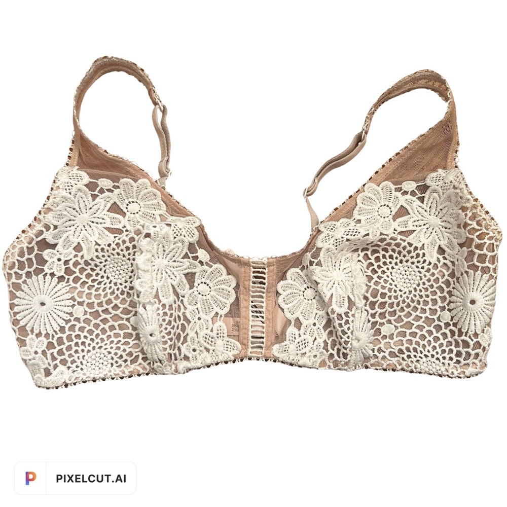 Victoria's Secret Tan and Ivory Crochet Lace Bralette